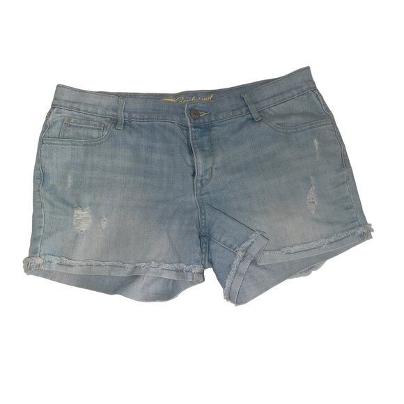 Old Navy Women Short Sz 8 Boyfriend Denim Cut-Off Light Wash Distressed Raw Edge - Picture 1 of 12